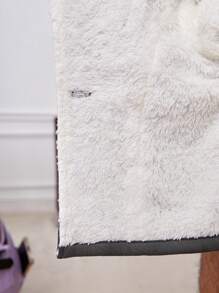 SHEIN Baby Boy Double Breasted Teddy Lined Coat Without Sweater - Dark Grey - View 6