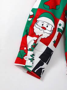 SHEIN Young Boy Christmas Print Button Front Shirt - Multicolor - View 3