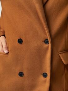 BizChic Lapel Neck Double Breasted Overcoat - Khaki - View 8