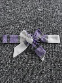 SHEIN Cô gái Tween In kẻ sọc Vai lạnh Viền khăn tay Váy có thắt lưng - màu đen - Xem 7