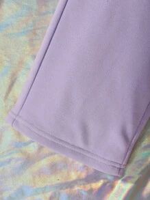 SHEIN Tween Girl Flap Pocket Side Cargo Pants - Mauve Purple - View 4