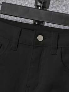 SHEIN Tween Boy Ripped Frayed Denim Shorts - Black - View 6