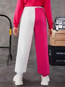 SHEIN 女大童字母圖案撞色衛褲 - 彩色 - 查看 2