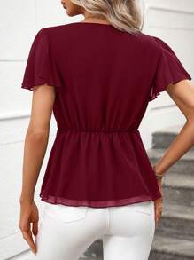 SHEIN Clasi Áo sơ mi nữ - Màu Đỏ Sâu - Xem 2