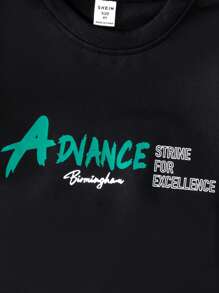 Young Boy Slogan Graphic 2 In 1 Pullover & Sweatpants - Black - View 8