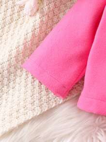 Baby Girl Double Breasted Jacket & Pleated Skirt Without Sweater - Pink - View 3