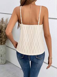 SHEIN Frenchy 拼接網紗刺繡吊帶上衣 - 杏色 - 查看 2