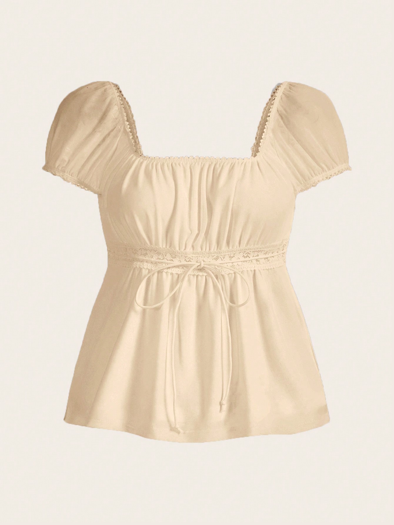 SHEIN SHEIN Qutie Square Neck Tie Waist Tee