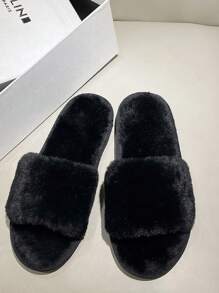 Women's Fashionable Indoor Black House Slippers - Black - View 4