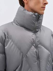 RueChic Men Zip Up Puffer Coat - Light Grey - View 6