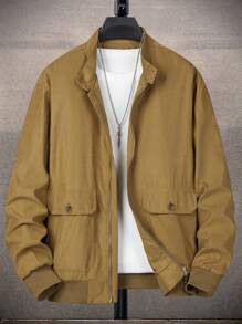 Manfinity Homme 鬆身男士翻蓋口袋拉鍊夾克（不包含t恤）