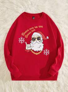 Manfinity VCAY Áo nỉ nam in hình giáng sinh - Đỏ - Xem 3