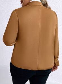 SHEIN Unity 大碼大翻領開門襟夾克 - 銅色 - 查看 2