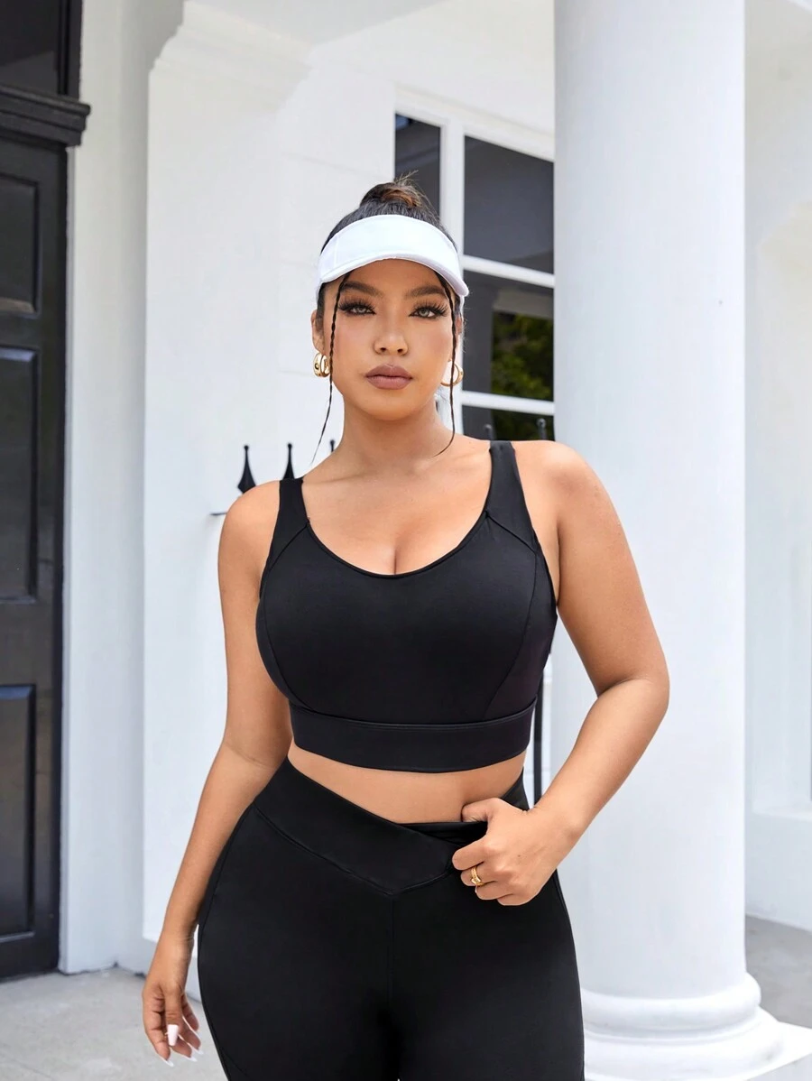 Easithlete Hơn Hỗ trợ cao Cắt bỏ trở lại Bras thể thao - màu đen - Xem 1