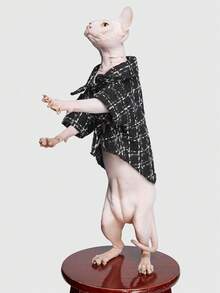 ROMWE Pet Black Plaid Woolen Coat - Multicolor - View 5