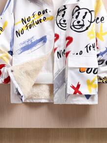 SHEIN 休閒鈕扣 口袋 拉鍊卡通 標語男童（大）外套 - 彩色 - 查看 7