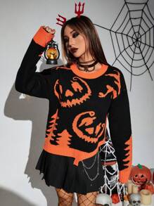 PUNK Hoa văn Halloween Thả vai Áo len - Nhiều màu - Xem 3