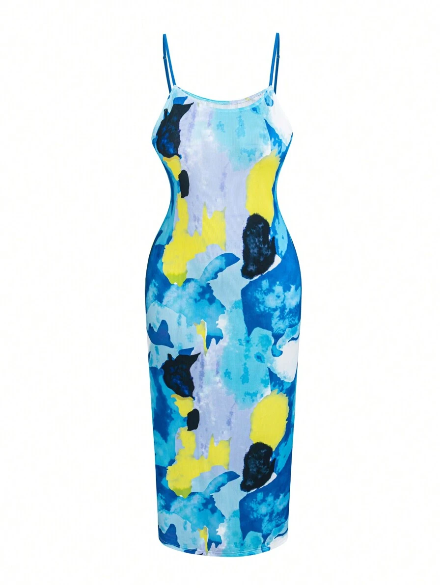 SHEIN LUNE Plus Tie Dye Cami Dress - Multicolor - View 1