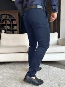 Calvornis 男士斜口袋西裝正式長褲（不含腰帶），男士藍色西裝褲，正式，儀式 - 藏蓝色 - 查看 2