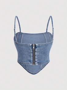 SHEIN Teen Girl Asymmetrical Hem Denim Top