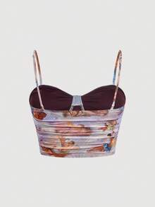 SHEIN MOD Top de tirantes con estampado de figura fruncido