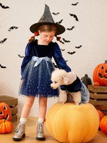 Petsin Velvet Mesh Skirt Pet Skirt - Navy Blue - View 3