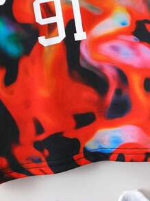 Young Boy Letter Graphic Tie Dye Sweatshirt - Red - View 6