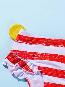 Tween Girl 美式印花荷叶边比基尼套装 夏日海滩 - 彩色 - 查看 4