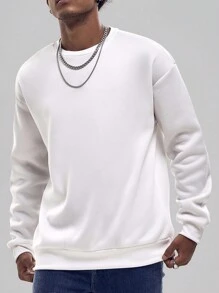 Men Tropical and Letter Graphic Sweatshirt - White - View 4