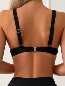 SHEIN Swim Top bikini unicolor con aro - Negro - Ver 2