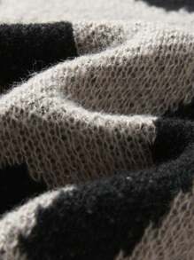 Manfinity EZcore Hombres Delantero abotonado con patrón de letras y hombro caído, bloque de color grueso en tonos caqui Cardigan, moda urbana para amigos - Multicolor - Ver 6