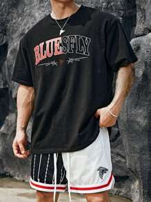 Manfinity Sport Corelite Boyfriend Style Men 1pc Letter Graphic Sports Tee  Workout Tops Workout Tops Gym Top Basketball Breathable - Black - View 1