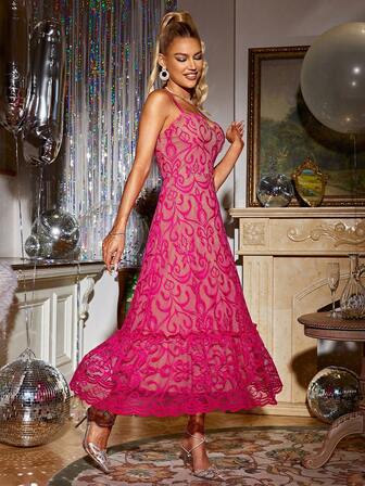 Glamaker Cami Kleid mit Rüschenbesatz,