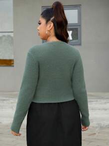 SHEIN EZwear Áo Len Họa Tiết Ngôi Sao Plus - màu xanh lá - Xem 2