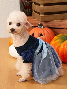 Petsin Velvet Mesh Skirt Pet Skirt - Navy Blue - View 4