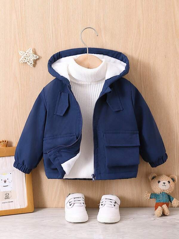 Baby Jungen 1 Stück Jacke mit Pattentasche, Reißverschluss vorn, Kapuze,