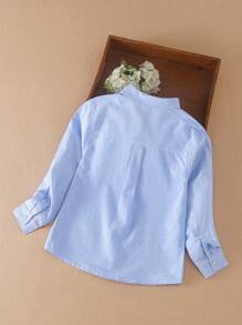 Cămașă cu design de barcă cu pânze și broderie pentru băieți, cu nasturi în față