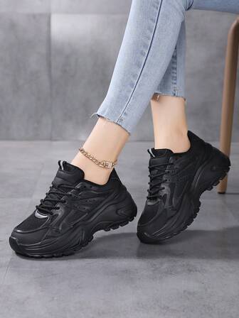 1 par de zapatillas casuales para adolescentes, zapatos con suela gruesa, transpirables de malla, zapatos blancos de moda y versátiles para estudiantes, cómodos y antideslizantes, adecuados para primavera, verano, otoño e invierno
