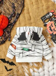 Baby Boy Cartoon Graphic 3D Ear Design Hooded Costume Sweatshirt