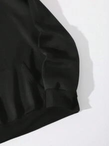 SHEIN EZwear Floral & Butterfly Print Drawstring Thermal Lined Hoodie - Black - View 5