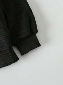 SHEIN Tween Boy Letter Patched Detail Teddy Lined Hooded Jacket - Black - View 3