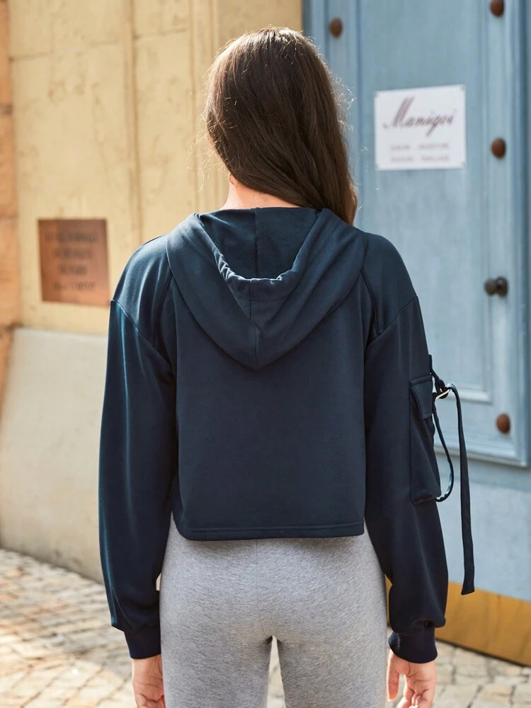 Letter Graphic Drawstring Outdoor Sweatshirt
