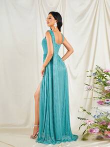 Missord Cut Out Split Thigh Party Dress - Green - View 2