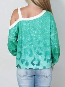 Felpe con stampa cuore scollatura asimmetrica spalle cadenti