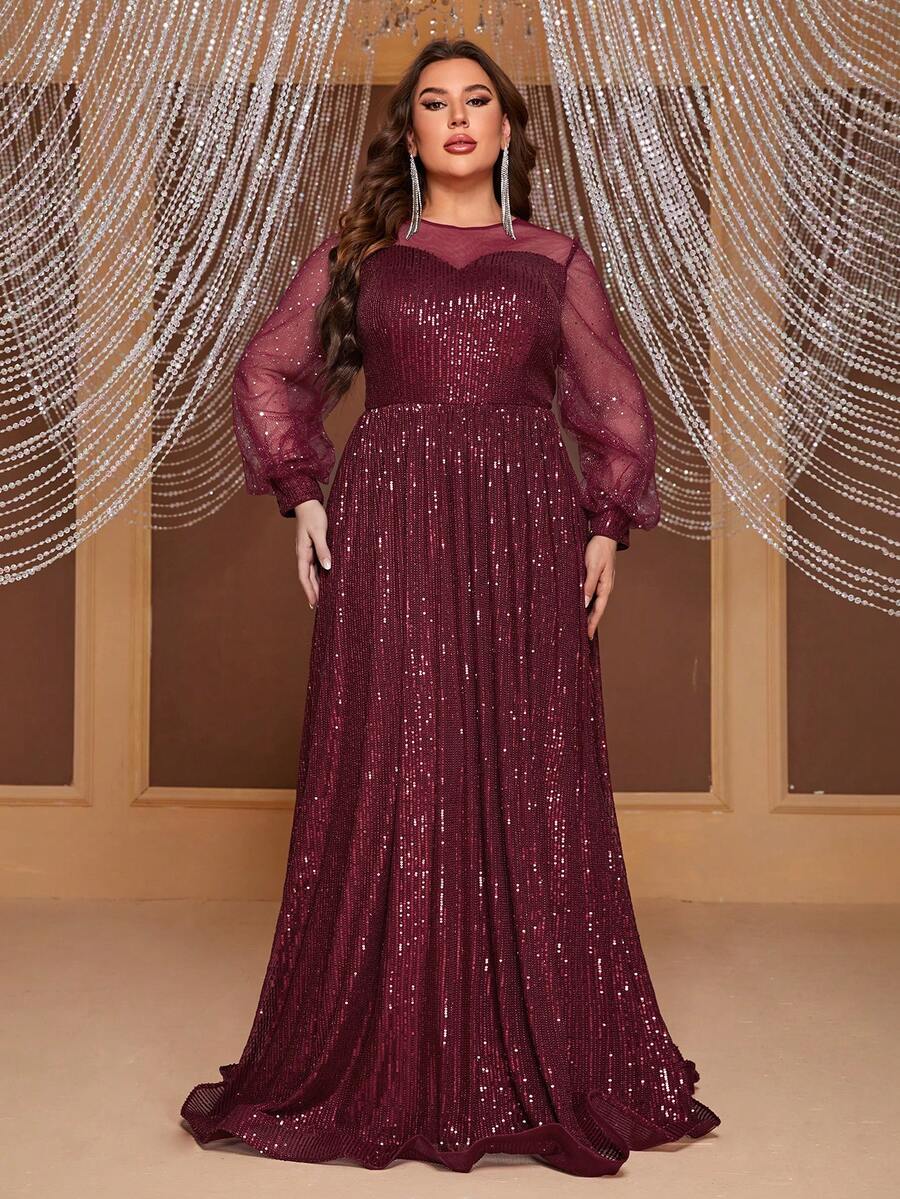 YISIKADO Trang phục dạ hội & dạ hội dành cho nữ Plus - Màu Đỏ Sâu - Xem 1