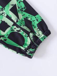 Bébé Garçon Pantalon De Survêtement & Sweat-Shirt À Capuche À Lettres À Poche Kangourou