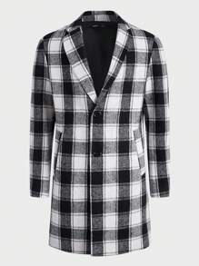 Manfinity VCAY Men Plaid Print Lapel Collar Overcoat, For Fall Winter - Multicolor - View 5