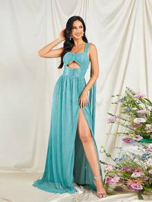 Missord Cut Out Split Thigh Party Dress - Green - View 6