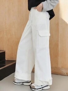 DAZY Flap Pocket Side Cargo Pants - White - View 7