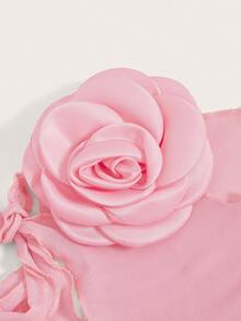 SHEIN ICON Stereo Flower Lettuce Trim Tank Top - Pink - View 4